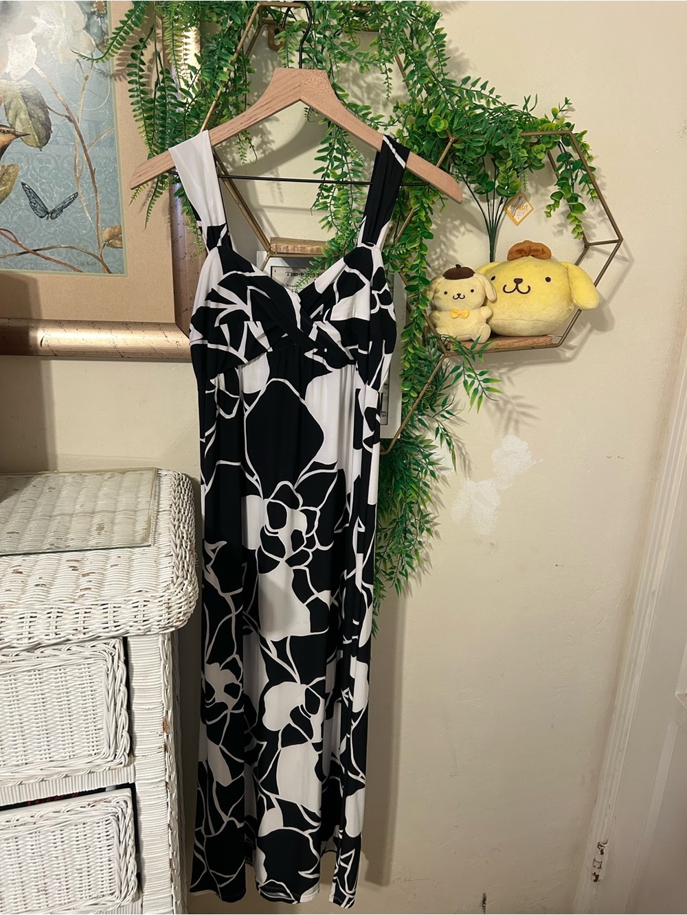 Alfani Black and White Floral Maxi Dress